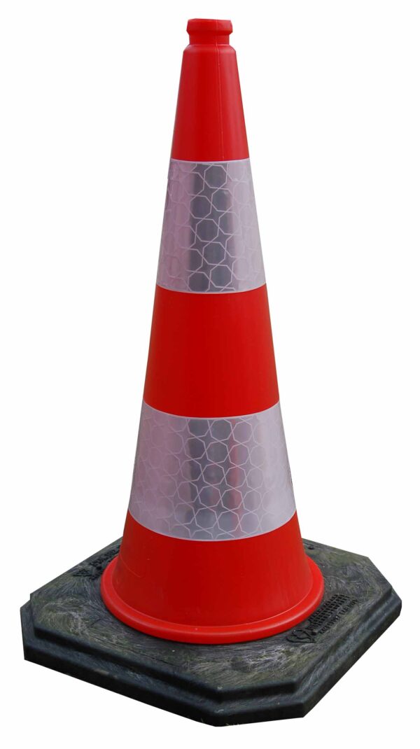 Pachołek drogowy ODBLASKOWY 75 cm z czarną podstawą