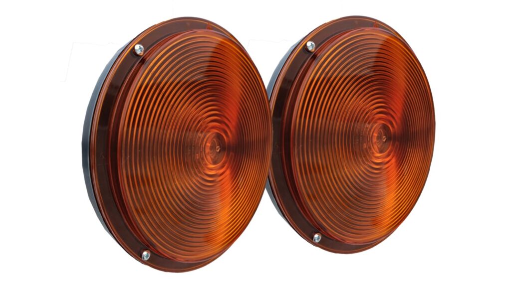 Zestaw dwóch lamp PLED ECO LINE o średnicy 200 mm z pomarańczowym kloszem
